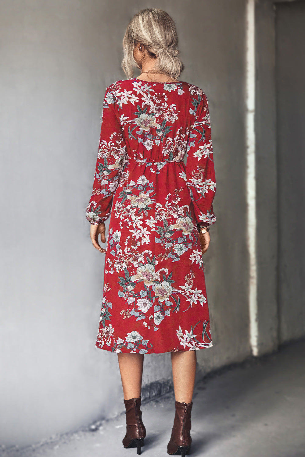 Floral Tie-Waist Surplice Dress